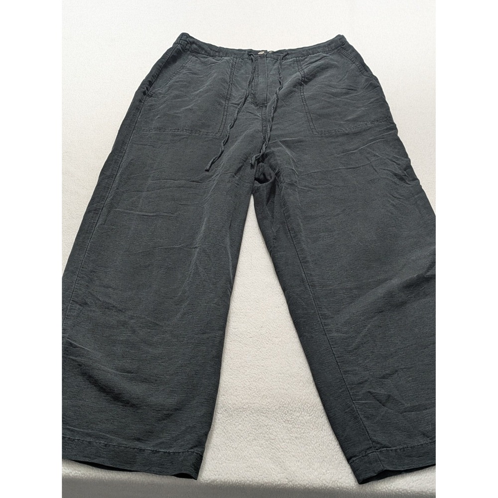 Linden Hill 100% Silk Pants Black Wide Leg Size Small Cropped Lagenlook Washable - Picture 1 of 11